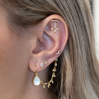 Yellow Gold Studs Pave Crystal Droplet Earring The Curated Lobe14k gold14k gold topcartilage