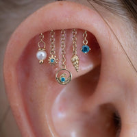 Yellow Gold Studs Pearl Ocean Earring The Curated Lobe14k gold14k gold topaquamarine