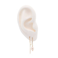 Yellow Gold Earrings Pearl Threader Earring The Curated Lobelobepearl threaderthreader