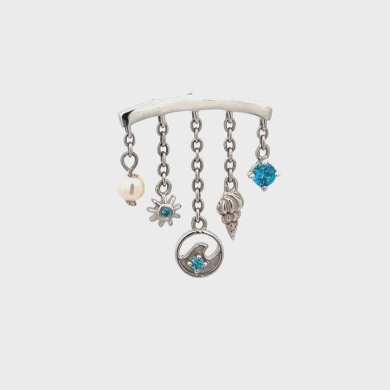 Aquamarine and Pearl Ocean Earring