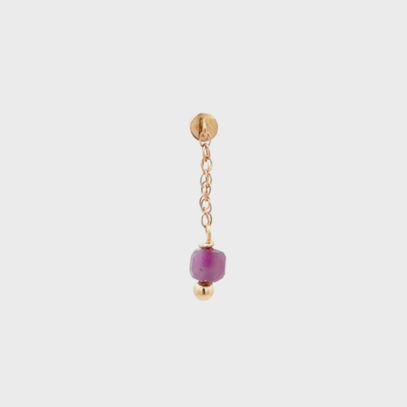 Single Gemstone Floating or Vertical Helix Earring
