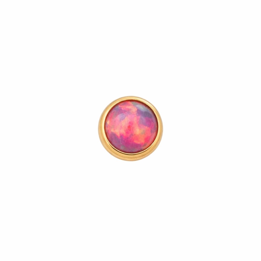 Gold Threadless Tops Round Opal Cabochon Earring Top The Curated Lobecartilageconchflat