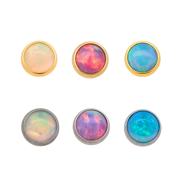 Gold Threadless Tops Round Opal Cabochon Earring Top The Curated Lobecartilageconchflat