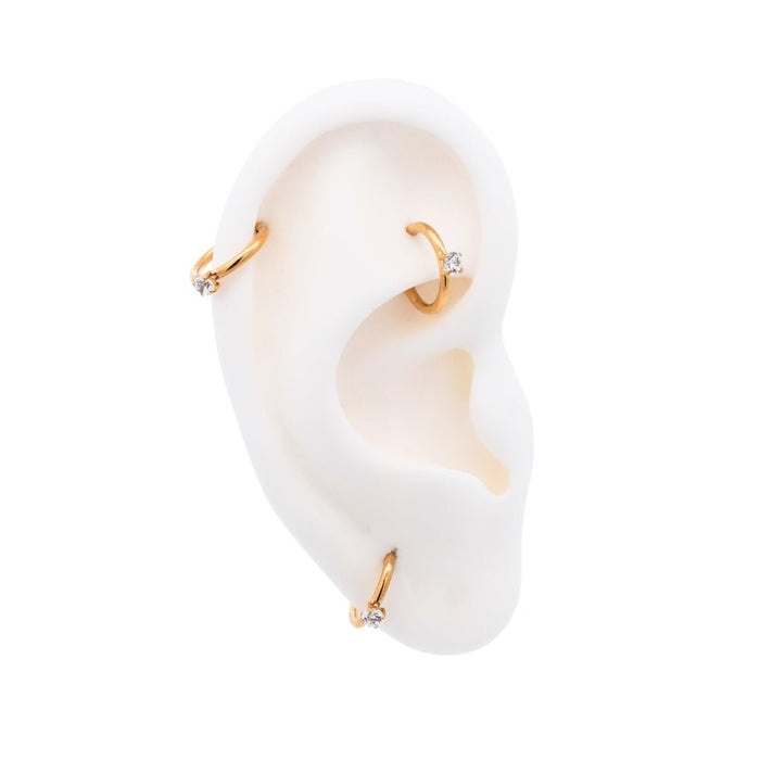 Yellow Gold Hoops Single Crystal Clicker Hoop The Curated Lobeclickerhoopstitanium