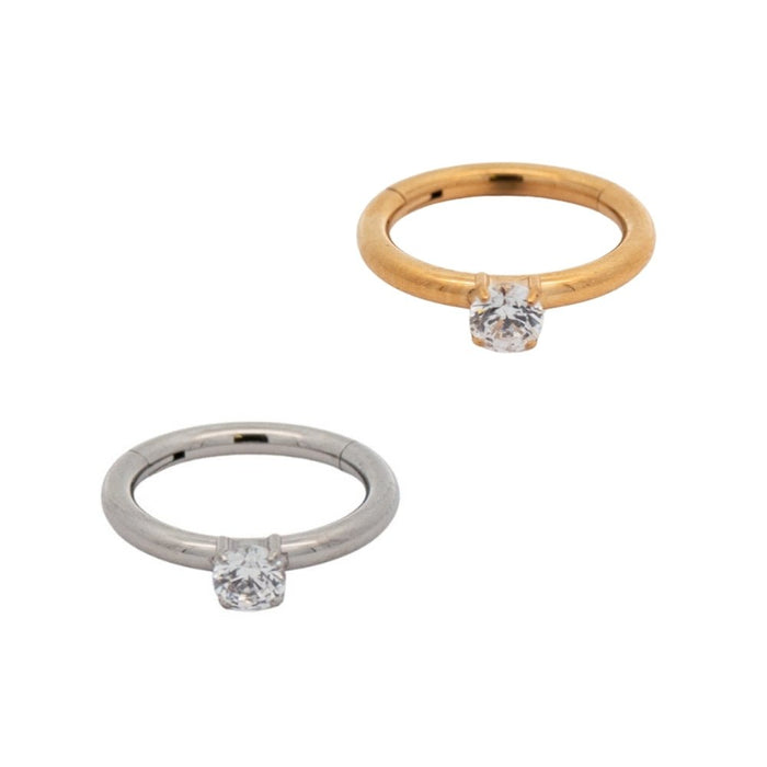 Yellow Gold Hoops Single Crystal Clicker Hoop The Curated Lobeclickerhoopstitanium