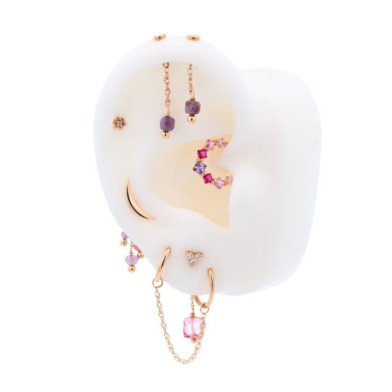 Yellow Gold Earrings Single Gemstone Floating or Vertical Helix Earring The Curated Lobecartilagefloating helixhelix