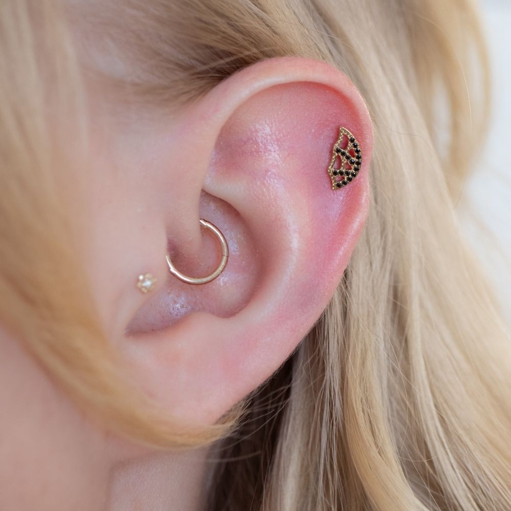 Yellow Gold Threadless Tops Skeletal Wing Earring Top The Curated Lobecartilageconchhelix