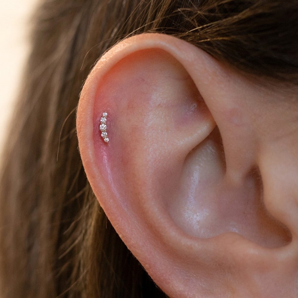 Yellow Gold Studs Small Curved Crystal Earring The Curated Lobe14k gold14k gold topcartilage