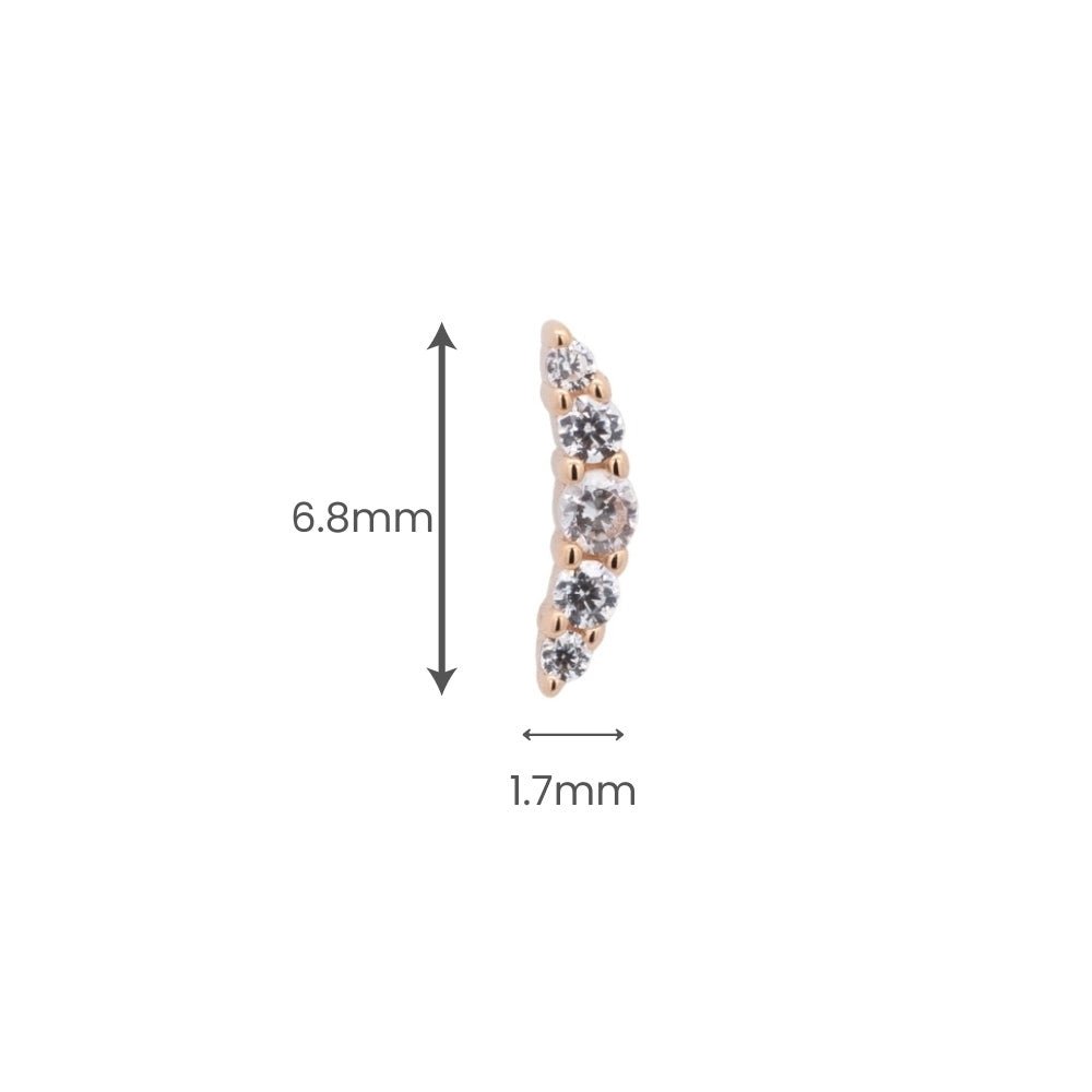 Yellow Gold Studs Small Curved Crystal Earring The Curated Lobe14k gold14k gold topcartilage