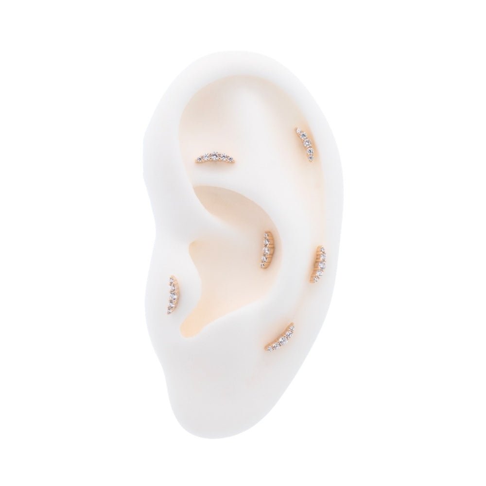 Yellow Gold Studs Small Curved Crystal Earring The Curated Lobe14k gold14k gold topcartilage