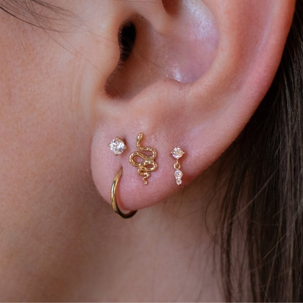 Yellow Gold Studs Snake Earring The Curated Lobe14k gold14k gold topcartilage