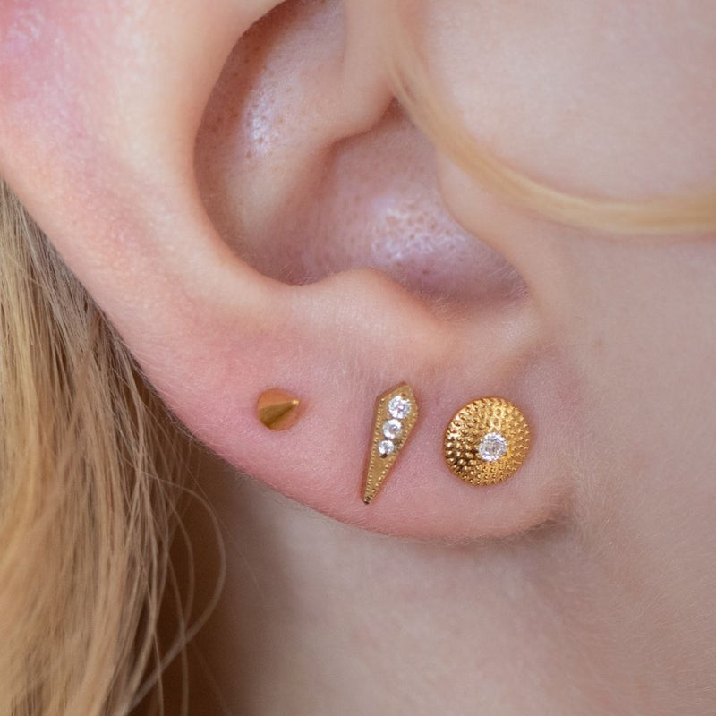Yellow Gold Threadless Tops Spike Earring Top The Curated Lobemid - helixrookspike top