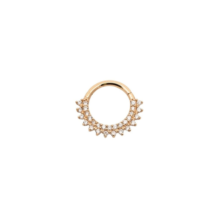 Yellow Gold Hoops Spiked Pave Crystal Daith Clicker Hoop The Curated Lobe14k goldcartilagecartilage jewelry