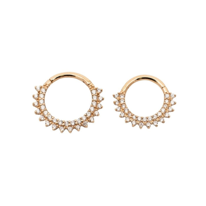Yellow Gold Hoops Spiked Pave Crystal Daith Clicker Hoop The Curated Lobe14k goldcartilagecartilage jewelry