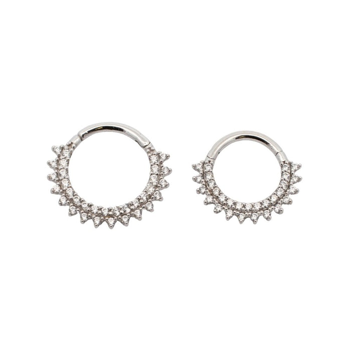 Yellow Gold Hoops Spiked Pave Crystal Daith Clicker Hoop The Curated Lobe14k goldcartilagecartilage jewelry