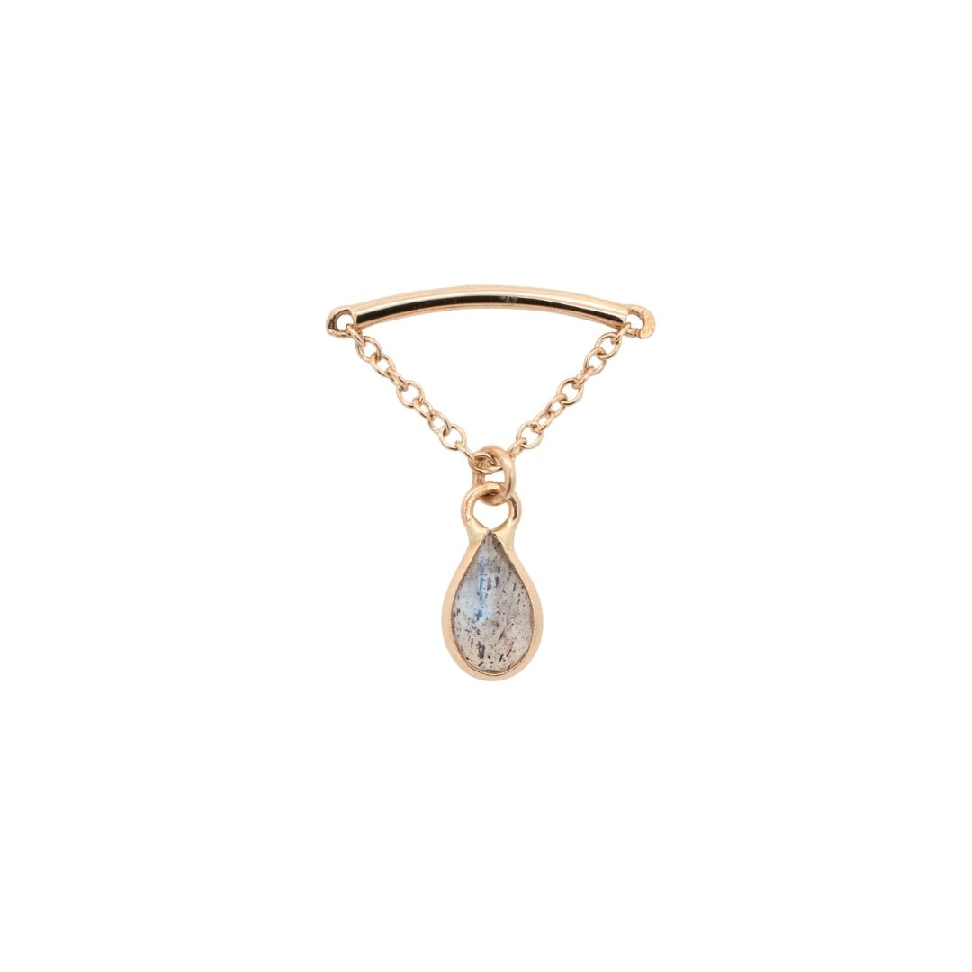 Yellow Gold Studs Teardrop Gemstone Floating Helix Earring The Curated Lobe14k goldblue topazcartilage