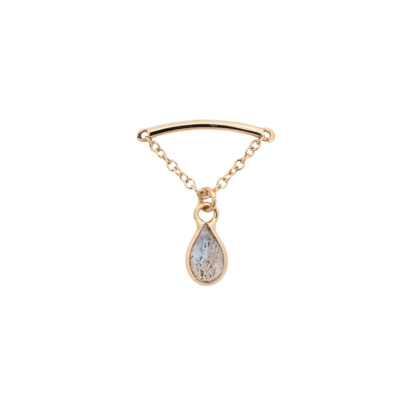 Yellow Gold Studs Teardrop Gemstone Floating Helix Earring The Curated Lobe14k goldblue topazcartilage