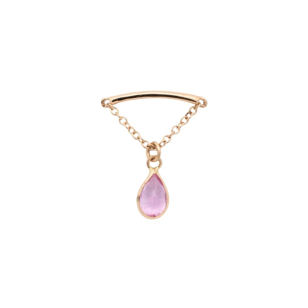 Yellow Gold Studs Teardrop Gemstone Floating Helix Earring The Curated Lobe14k goldblue topazcartilage