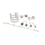Silver Emerald Curated Set - Silver Curated Set - Emerald Earrings