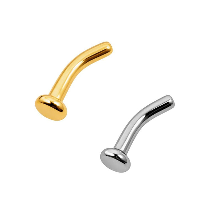 Gold Threadless Barbells Threadless Curved Flat Back Barbell The Curated Lobeanti - traguscurved barbellflat back labret barbell