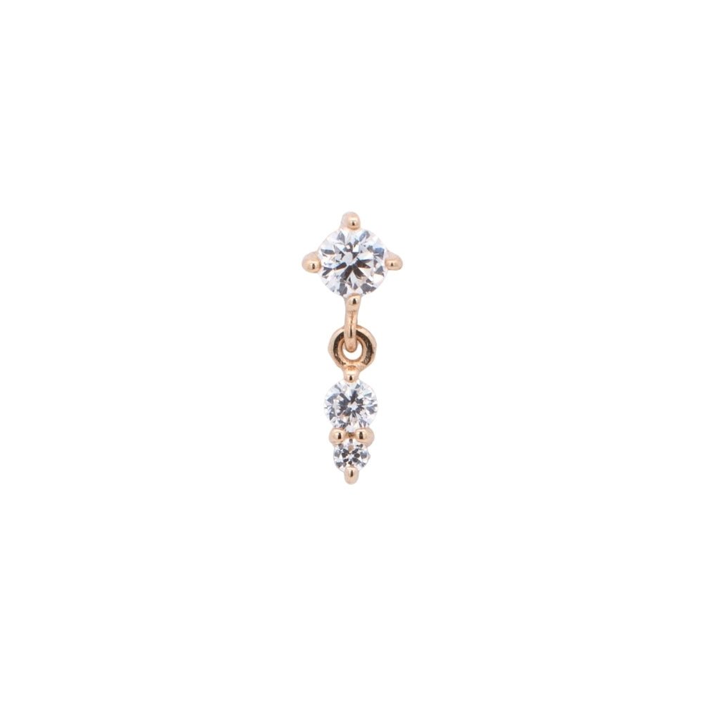 Yellow Gold Studs Tiny Crystal Dangle Earring The Curated Lobe14k gold14k gold topcartilage
