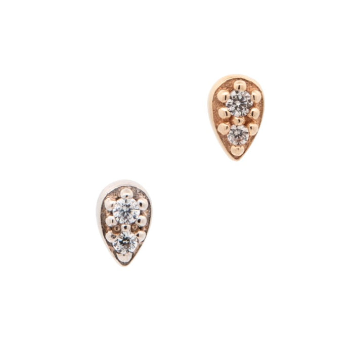 Yellow Gold Studs Tiny Crystal Droplet Earring The Curated Lobe14k gold14k gold topcartilage