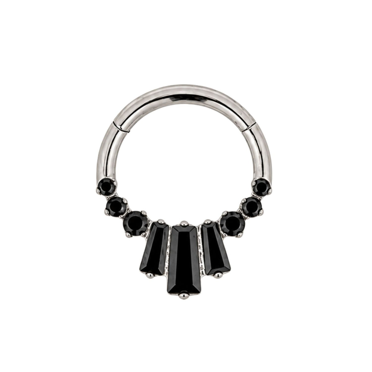 Baguette Crystal Daith Clicker Hoop