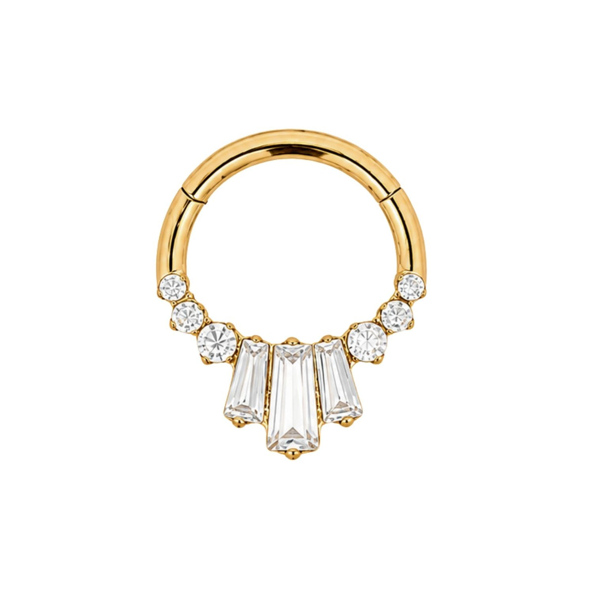Baguette Crystal Daith Clicker Hoop