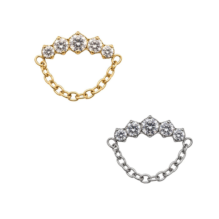 Curved Crystal Earring Top With Chain