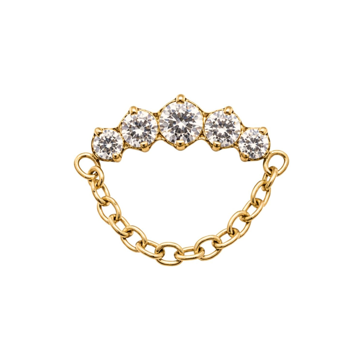 Curved Crystal Earring Top With Chain