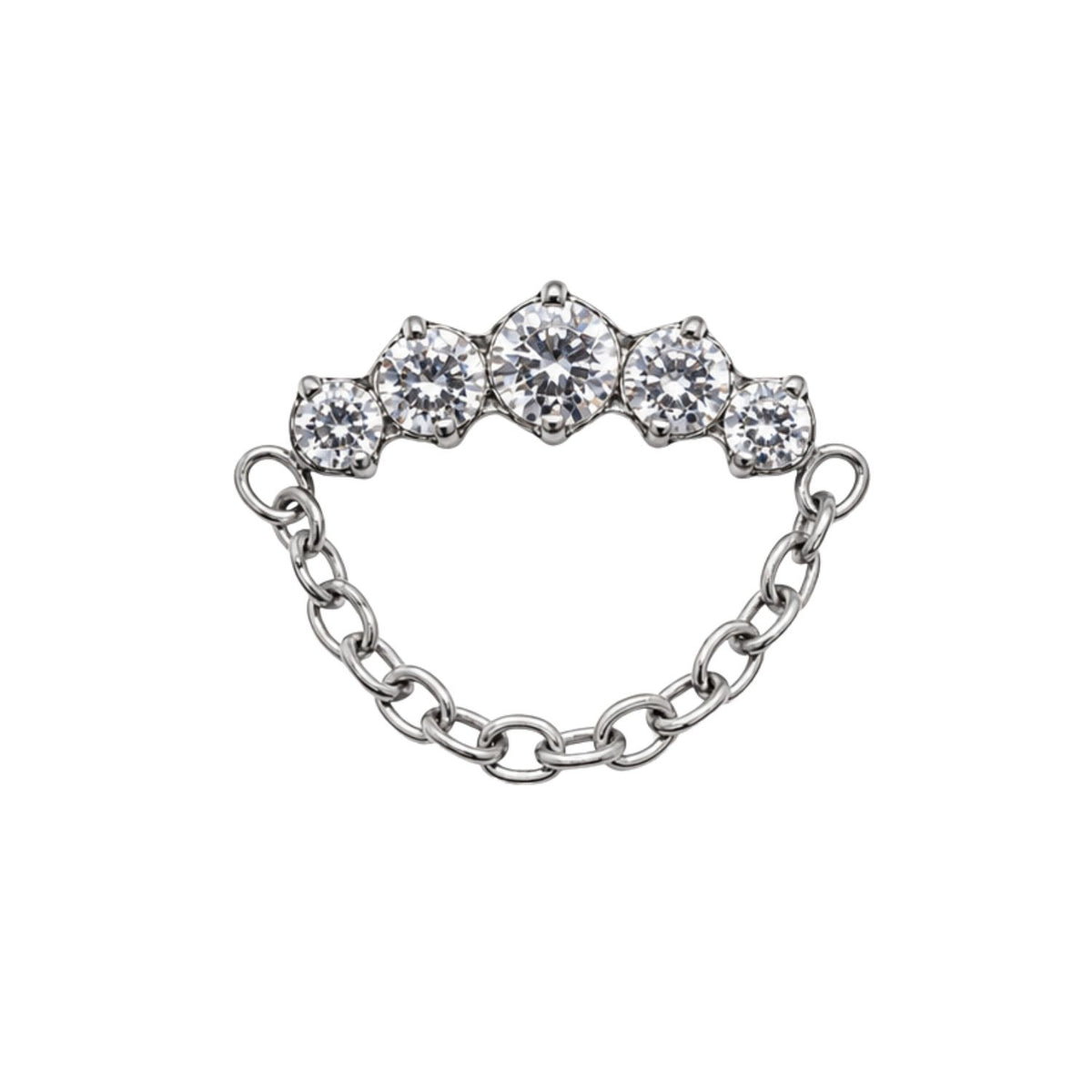 Curved Crystal Earring Top With Chain