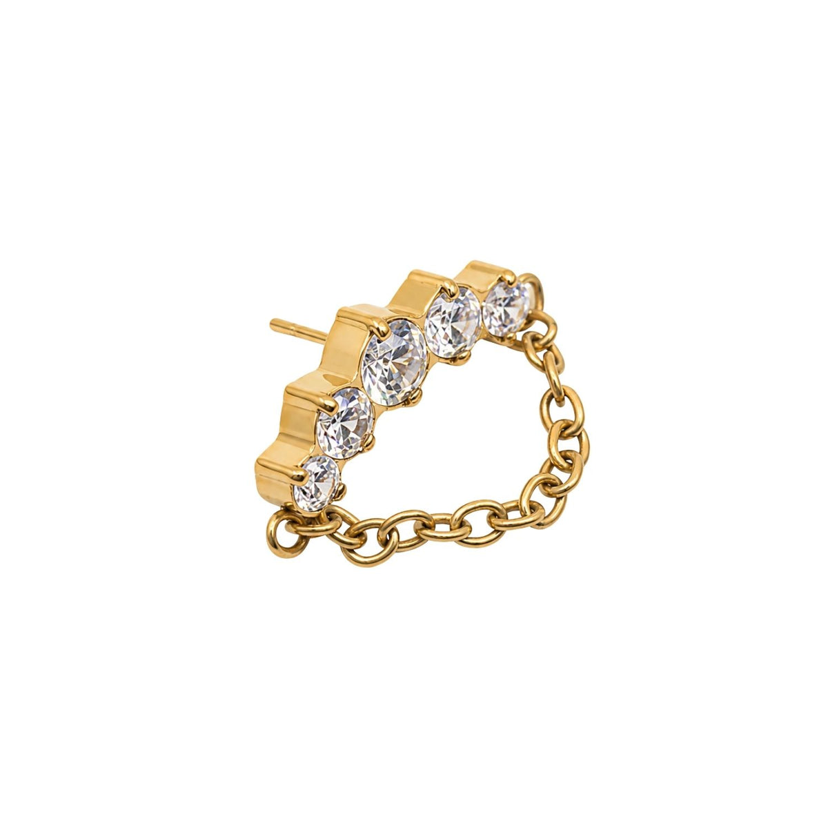 Curved Crystal Earring Top With Chain