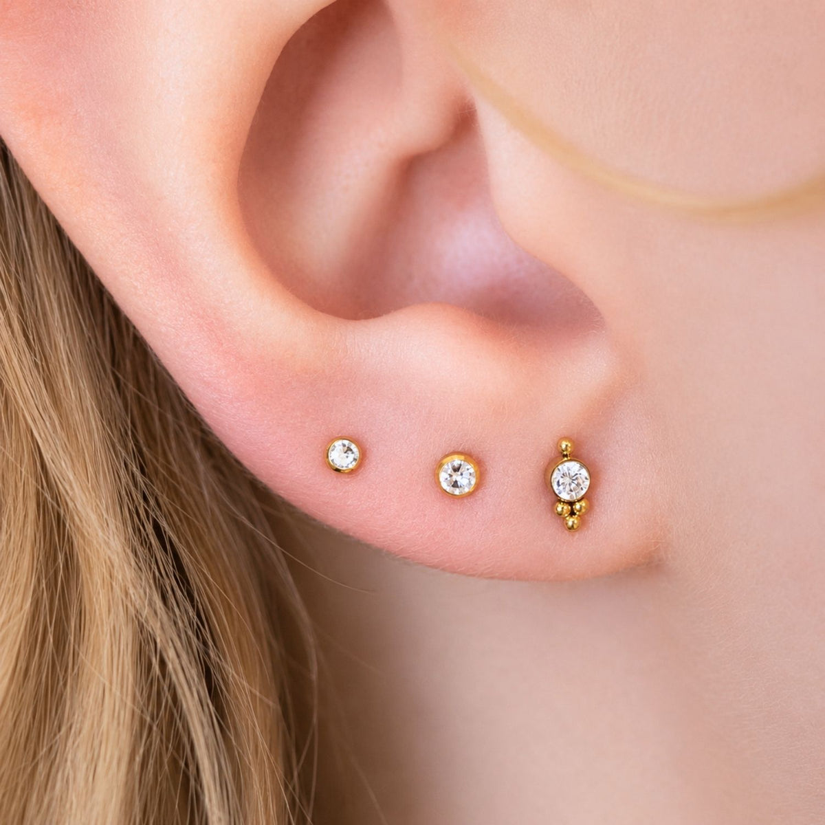 Crystal Tri-Bead Earring Top