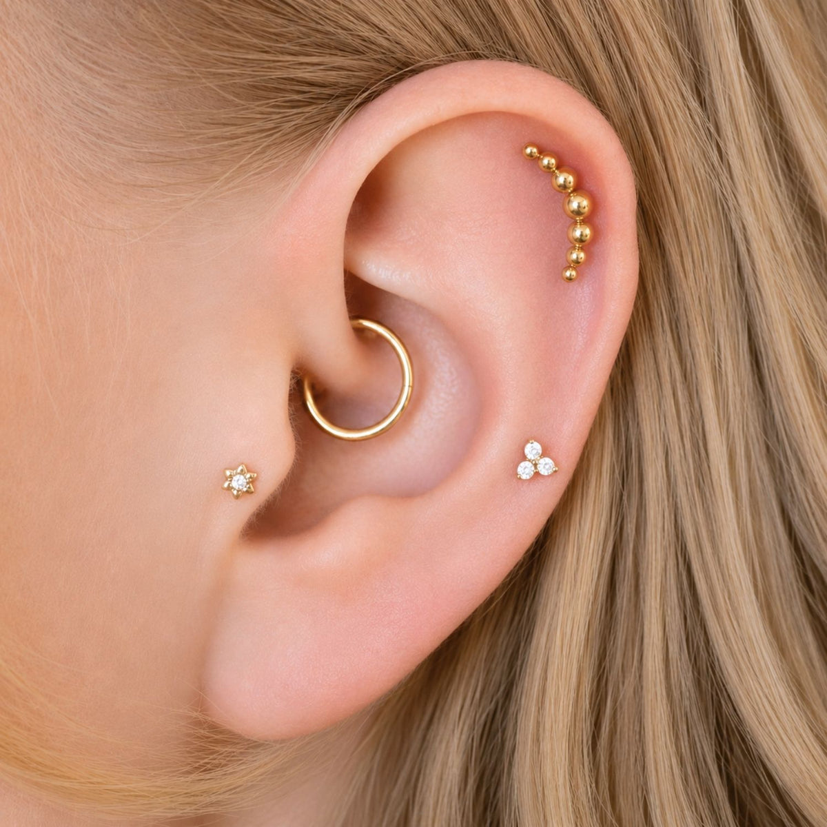 Curved Beaded Earring Top