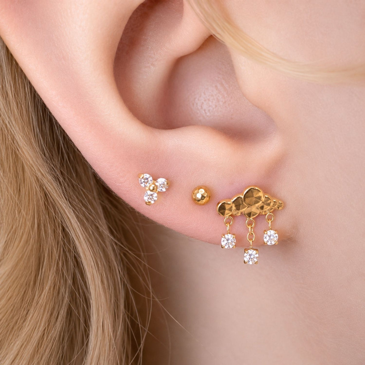 Hammered Ball Earring Top