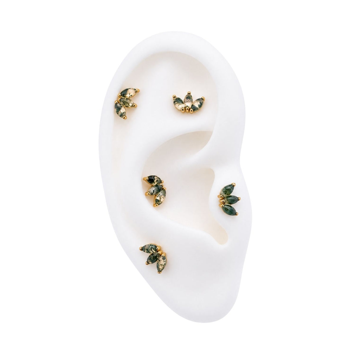 Moss Agate Fan Earring Top