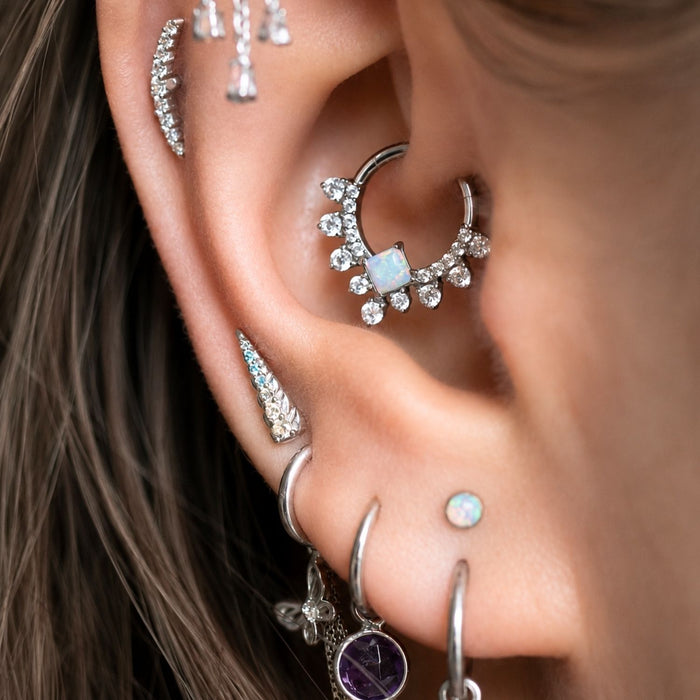 Opal and Crystal Daith Clicker Hoop