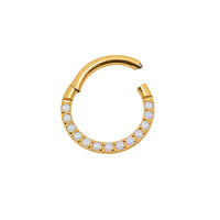 Side-Facing Pave Opal Daith Clicker Hoop