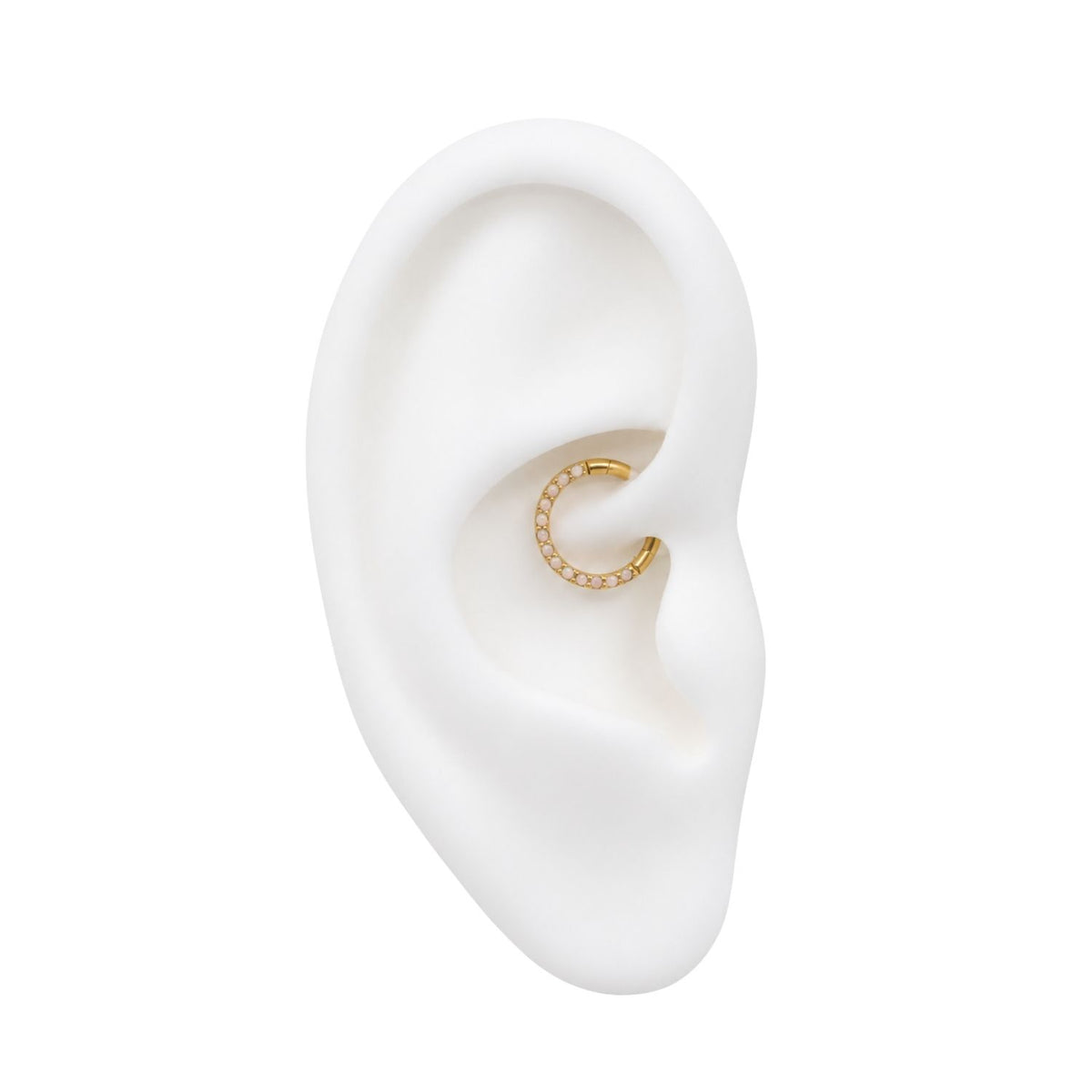 Side-Facing Pave Opal Daith Clicker Hoop