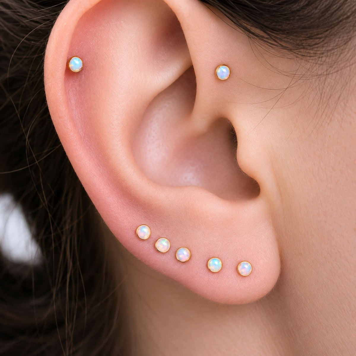Round Opal Cabochon Earring Top