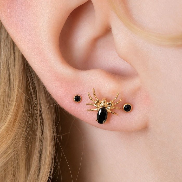 Black Crystal Spider Earring Top