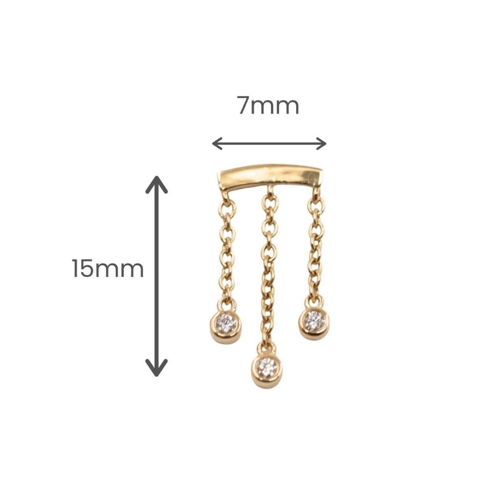 Yellow Gold Studs Triple Crystal Floating Helix Earring The Curated Lobe14k gold14k gold topbestseller