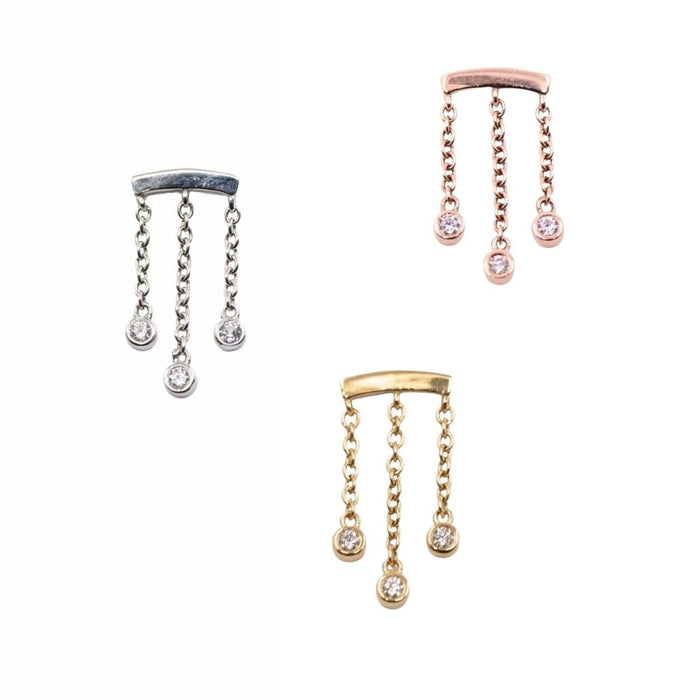 Yellow Gold Studs Triple Crystal Floating Helix Earring The Curated Lobe14k gold14k gold topbestseller