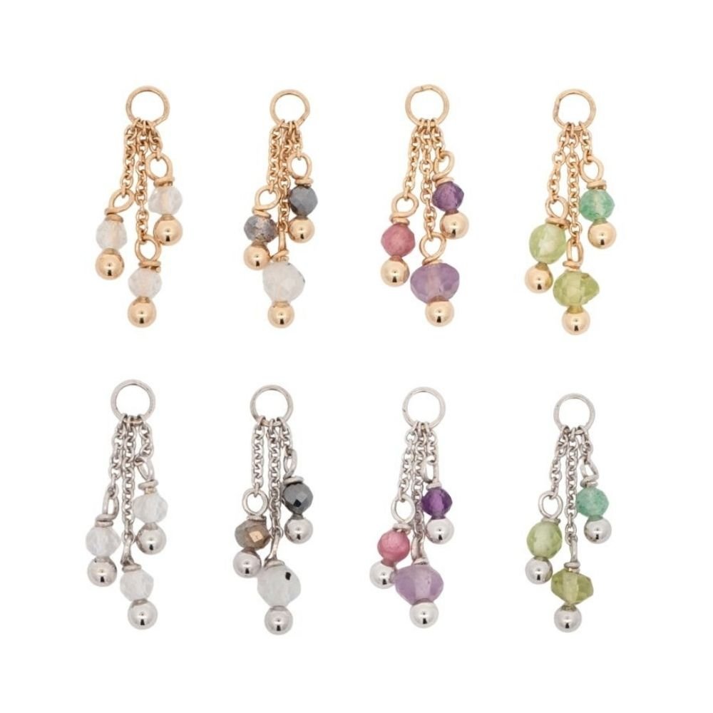 Yellow Gold Charms Triple Gemstone Dangle Charm The Curated Lobeamethystcharmcharms