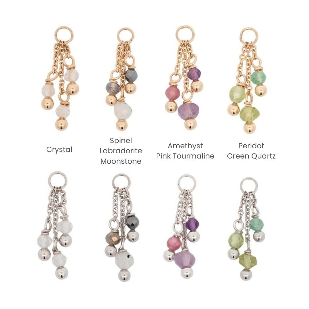 Yellow Gold Charms Triple Gemstone Dangle Charm The Curated Lobeamethystcharmcharms