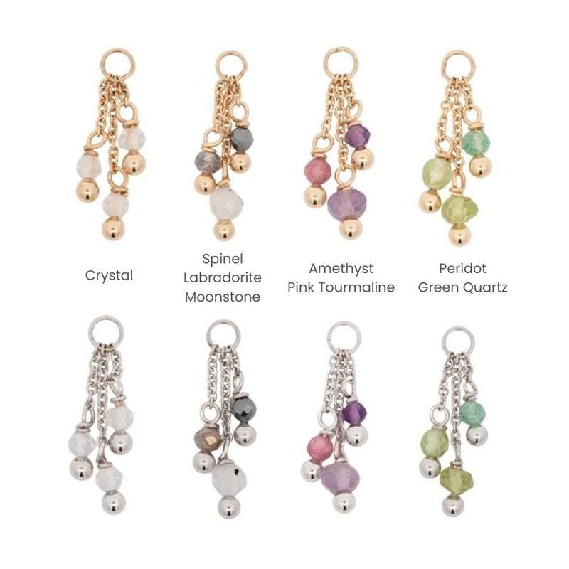 Yellow Gold Charms Triple Gemstone Dangle Charm The Curated Lobeamethystcharmcharms