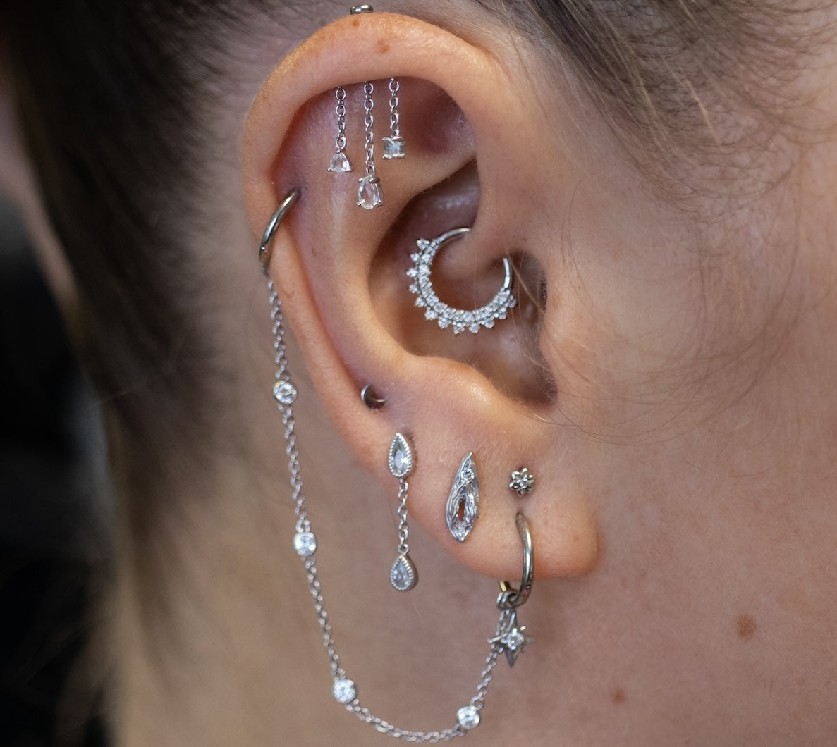 Single Crystal Dangle Vertical Helix Earring The Curated Lobe