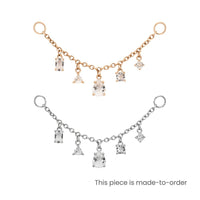 Yellow Gold Chains Connectors & Ear Jackets White Topaz Multi - Cut Chain Connector The Curated Lobe14k goldcartilagechain connector