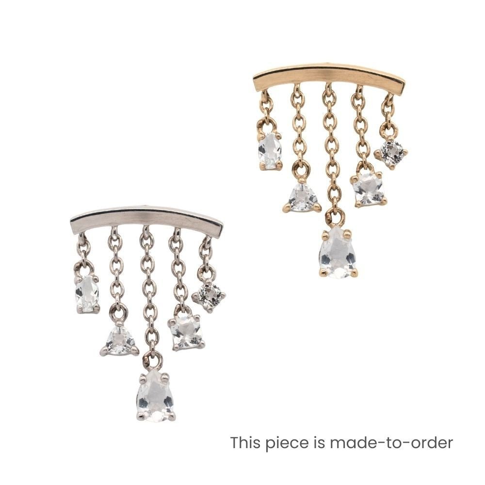 Yellow Gold Studs White Topaz Multi - Cut Chandelier Earring The Curated Lobe14k gold14k gold topcartilage