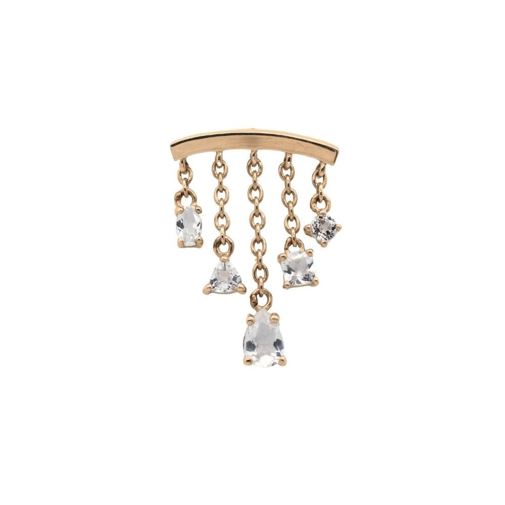 Yellow Gold Studs White Topaz Multi - Cut Chandelier Earring The Curated Lobe14k gold14k gold topcartilage